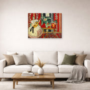 Gallery-wrapped canvas print of Henri Matisse's The Lute hanging in a living room, view 2