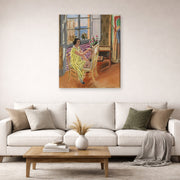 Gallery-wrapped canvas print of Henri Matisse's The Morning Session hanging in a living room, view 2