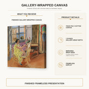 Henri Matisse - The Morning Session gallery wrap canvas construction and hanging details infographic