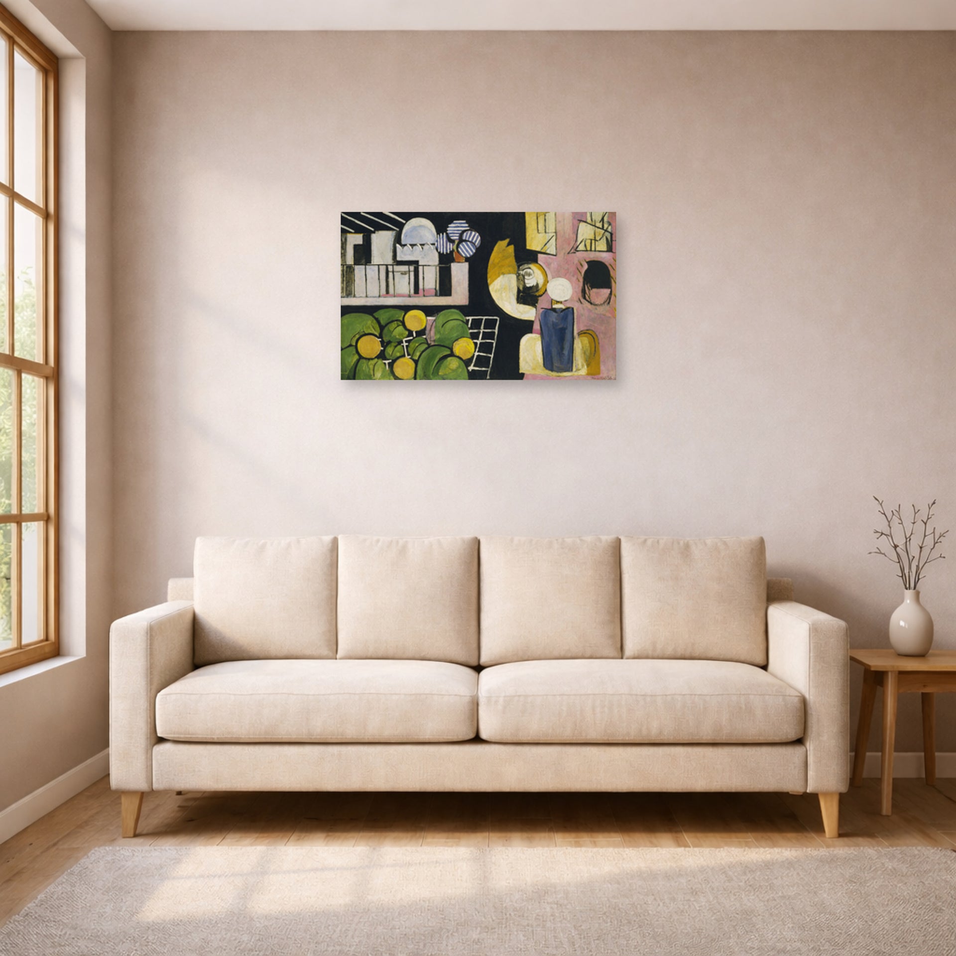 Unframed poster print of Henri Matisse's The Moroccans displayed in a living room, view 1