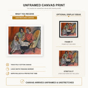 Henri Matisse - The Music Lesson, Two Women Seated on a Divan canvas print size comparison and framing display infographic