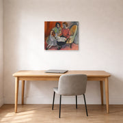 Gallery-wrapped canvas print of Henri Matisse's The Music Lesson, Two Women Seated on a Divan hanging in a home office