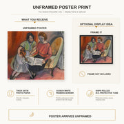 Henri Matisse - The Music Lesson, Two Women Seated on a Divan poster print size comparison display infographic