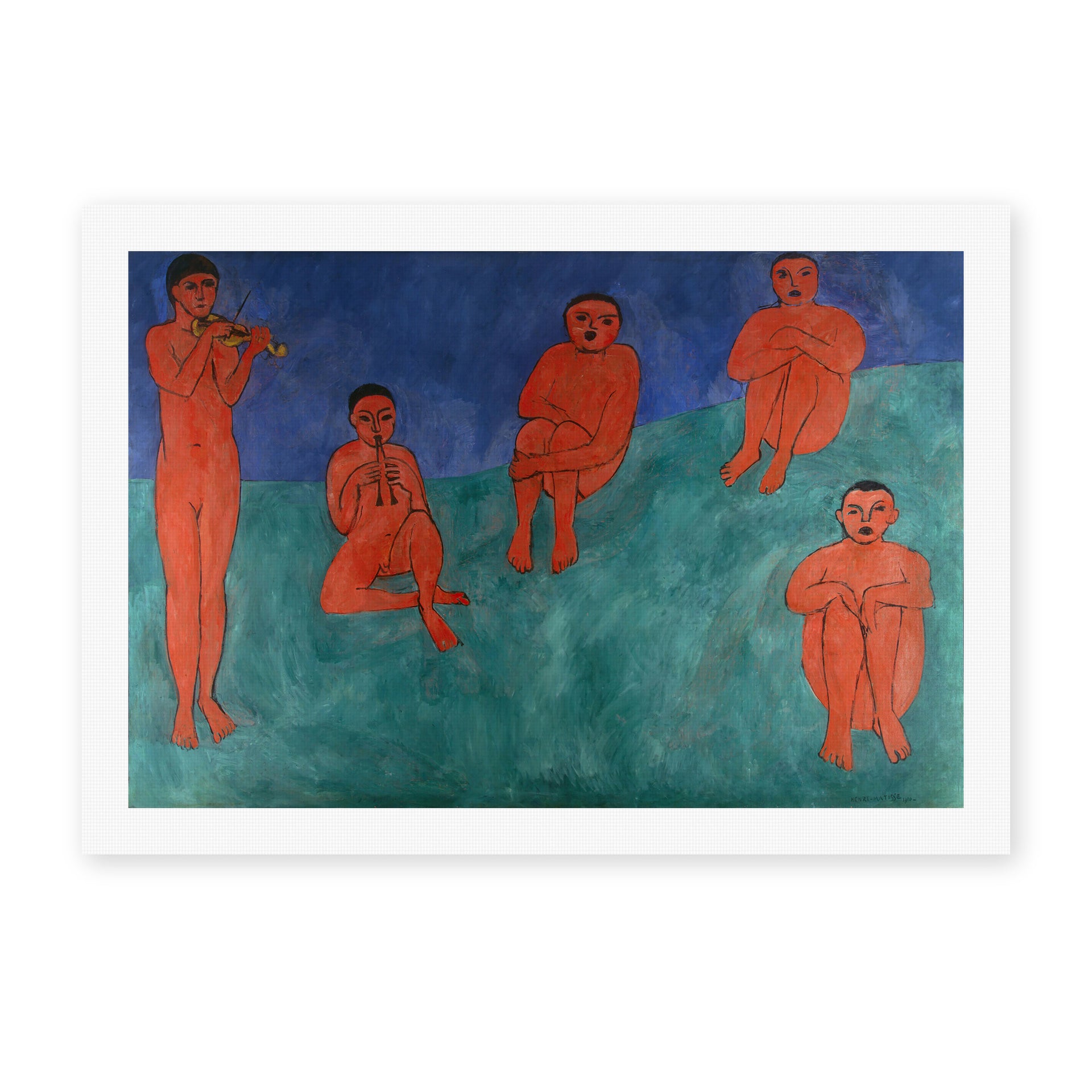 Henri Matisse's The Music painting reproduced as a rolled canvas print