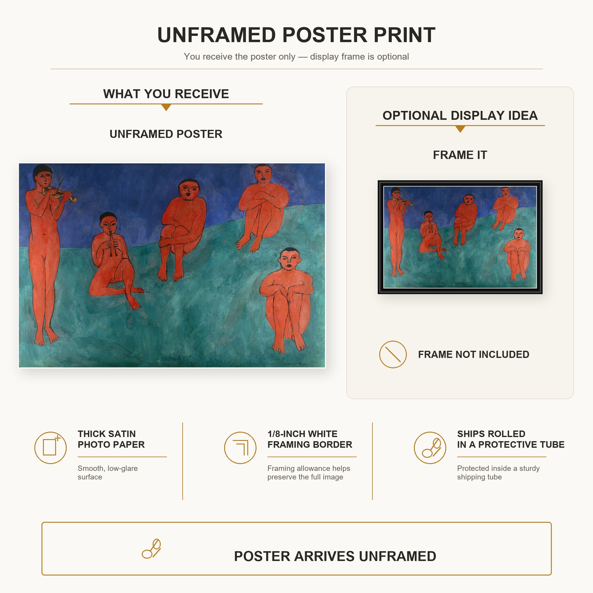 Henri Matisse - The Music poster print size comparison display infographic