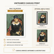 Henri Matisse - The Ostrich-feather Hat canvas print size comparison and framing display infographic