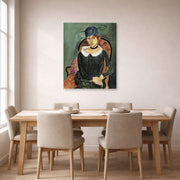 Gallery-wrapped canvas print of Henri Matisse's The Ostrich-feather Hat hanging on a dining room wall