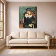 Gallery-wrapped canvas print of Henri Matisse's The Ostrich-feather Hat hanging in a living room, view 1