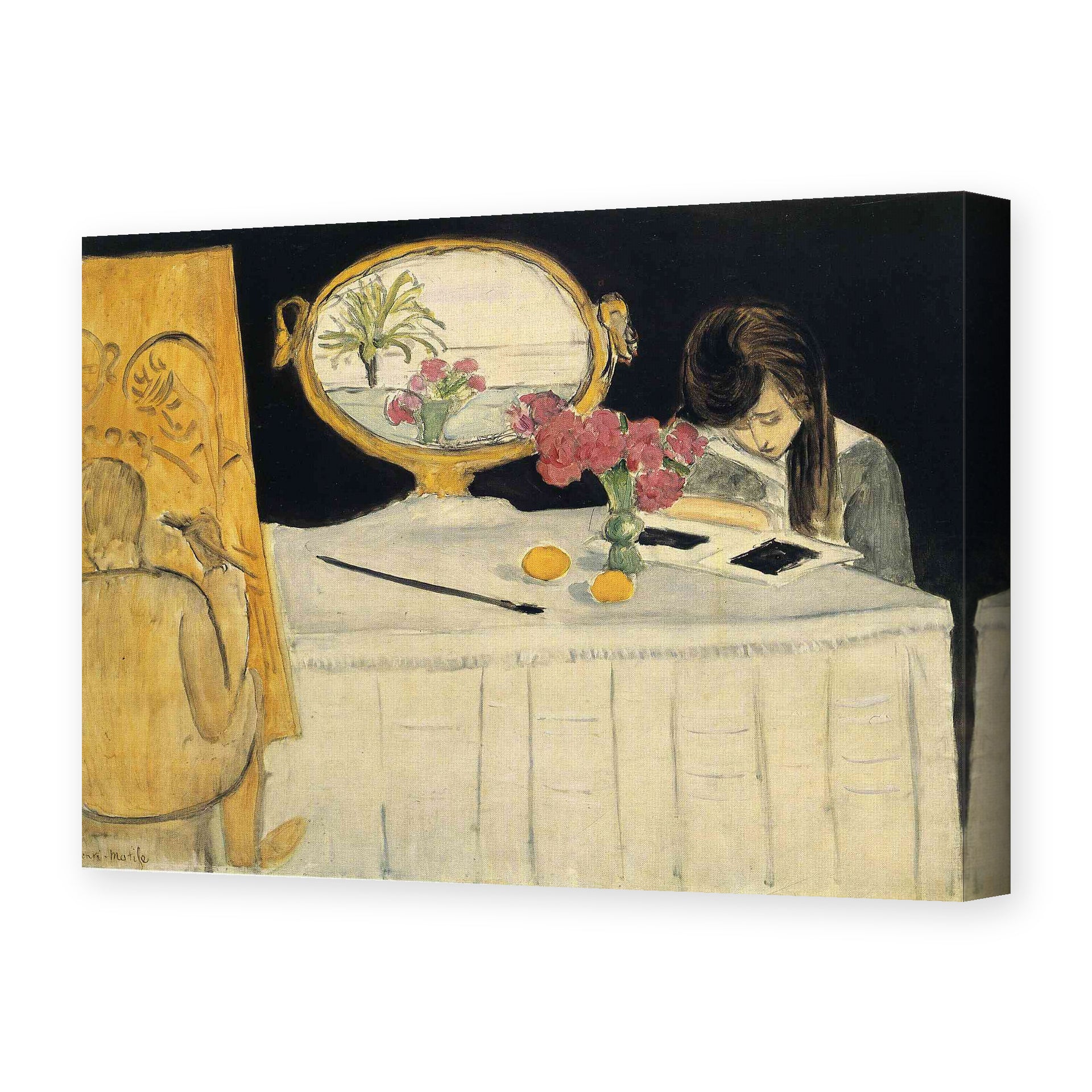 Henri Matisse's The Painting Lesson painting reproduced as a gallery-wrapped canvas print