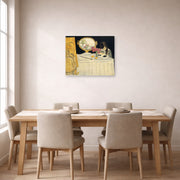 Unframed poster print of Henri Matisse's The Painting Lesson displayed on a dining room wall