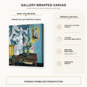 Henri Matisse - The Plaster Torso gallery wrap canvas construction and hanging details infographic