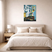 Unframed poster print of Henri Matisse's The Plaster Torso displayed above a bed in a bedroom