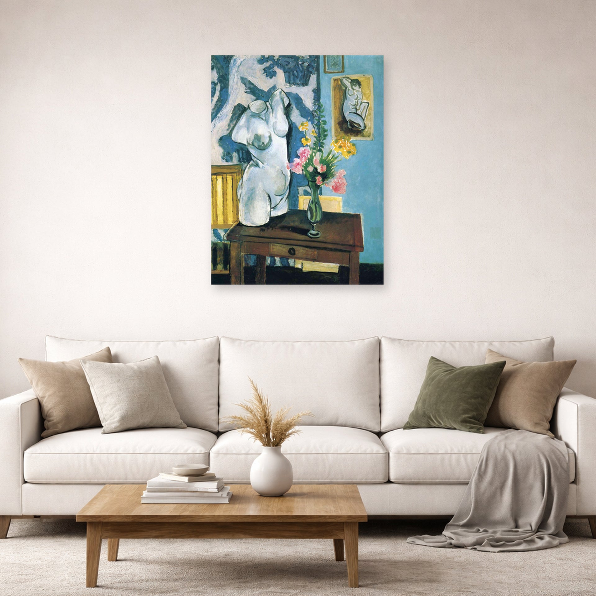 Unframed poster print of Henri Matisse's The Plaster Torso displayed in a living room, view 2