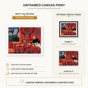 Henri Matisse - The Red Room (Harmony in Red) canvas print size comparison and framing display infographic