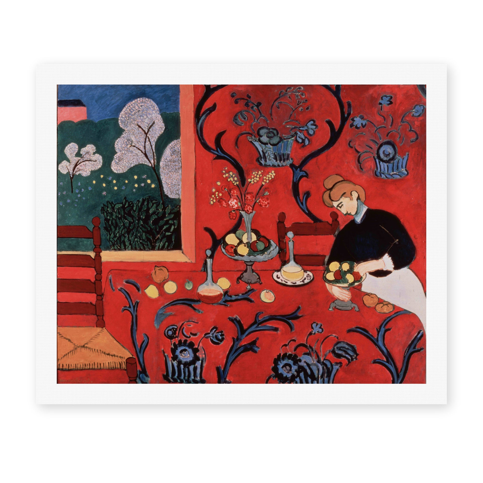 Henri Matisse's The Red Room (Harmony in Red) painting reproduced as a rolled canvas print