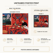 Henri Matisse - The Red Room (Harmony in Red) poster print size comparison display infographic