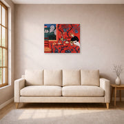 Unframed poster print of Henri Matisse's The Red Room (Harmony in Red) displayed in a living room, view 1
