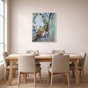 Unframed poster print of Henri Matisse's The Terrace, St. Tropez displayed on a dining room wall