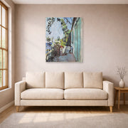 Unframed poster print of Henri Matisse's The Terrace, St. Tropez displayed in a living room, view 1