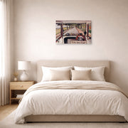 Gallery-wrapped canvas print of Henri Matisse's The Windshield hanging above a bed in a bedroom