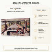 Henri Matisse - The Windshield gallery wrap canvas construction and hanging details infographic
