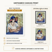 Henri Matisse - The Woven Italian Straw Hat canvas print size comparison and framing display infographic
