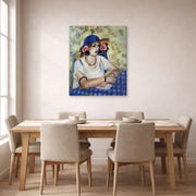 Gallery-wrapped canvas print of Henri Matisse's The Woven Italian Straw Hat hanging on a dining room wall