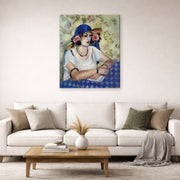 Gallery-wrapped canvas print of Henri Matisse's The Woven Italian Straw Hat hanging in a living room, view 2