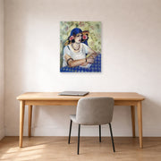 Unframed poster print of Henri Matisse's The Woven Italian Straw Hat displayed in a home office