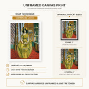 Henri Matisse - The Yellow Dress canvas print size comparison and framing display infographic