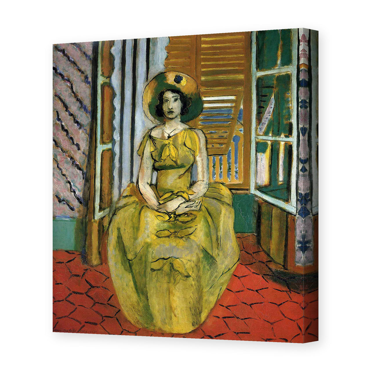 Henri Matisse's The Yellow Dress painting reproduced as a gallery-wrapped canvas print