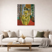 Gallery-wrapped canvas print of Henri Matisse's The Yellow Dress hanging in a living room, view 2