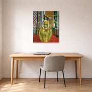 Gallery-wrapped canvas print of Henri Matisse's The Yellow Dress hanging in a home office