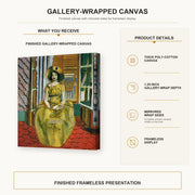 Henri Matisse - The Yellow Dress gallery wrap canvas construction and hanging details infographic