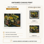 Henri Matisse - The Yellow Flowers canvas print size comparison and framing display infographic