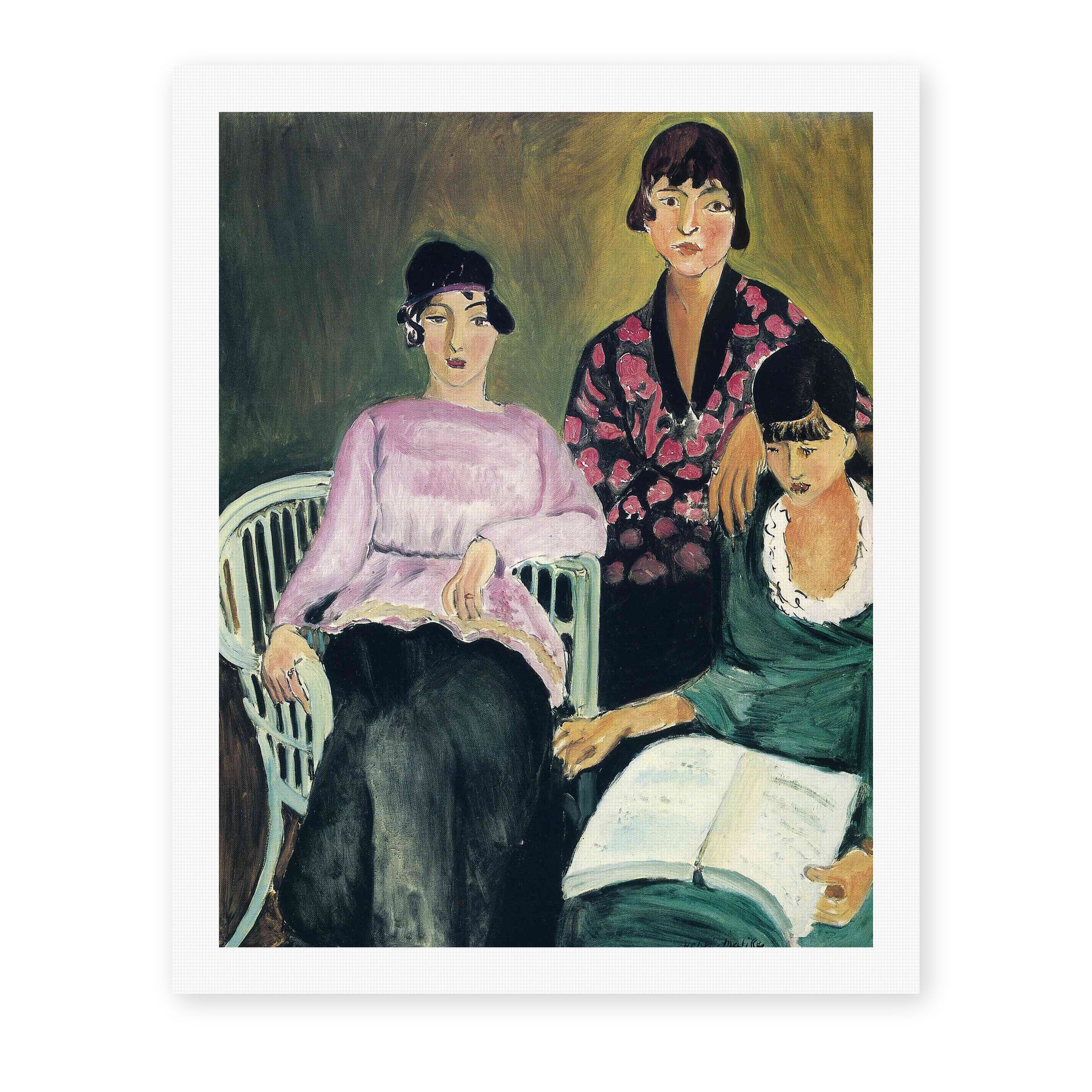 Henri Matisse's Three Sisters painting reproduced as a rolled canvas print