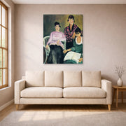 Gallery-wrapped canvas print of Henri Matisse's Three Sisters hanging in a living room, view 1