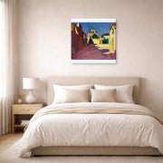 Gallery-wrapped canvas print of Henri Matisse's Une Rue a Arcueil hanging above a bed in a bedroom