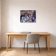 Gallery-wrapped canvas print of Henri Matisse's Bottle and Fruit hanging in a home office