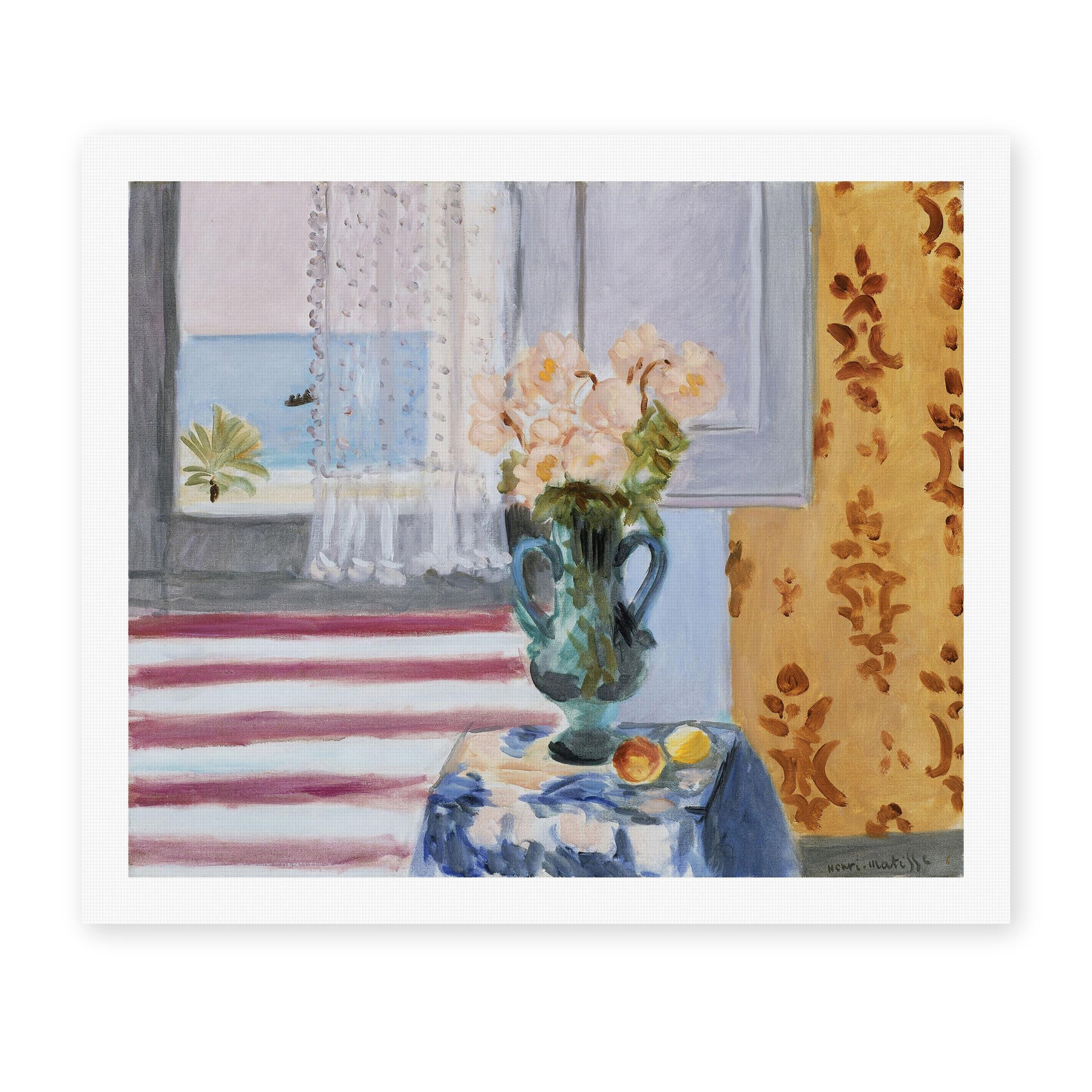 Henri Matisse's Vase of Flowers painting reproduced as a rolled canvas print