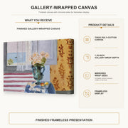 Henri Matisse - Vase of Flowers gallery wrap canvas construction and hanging details infographic
