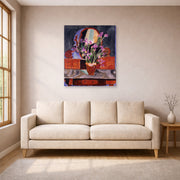 Unframed poster print of Henri Matisse's Vase of Irises displayed in a living room, view 1
