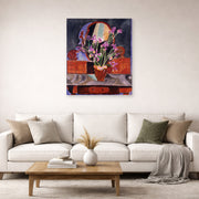 Unframed poster print of Henri Matisse's Vase of Irises displayed in a living room, view 2