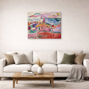 Gallery-wrapped canvas print of Henri Matisse's View of Collioure hanging in a living room, view 2