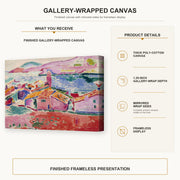 Henri Matisse - View of Collioure gallery wrap canvas construction and hanging details infographic