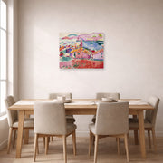 Unframed poster print of Henri Matisse's View of Collioure displayed on a dining room wall