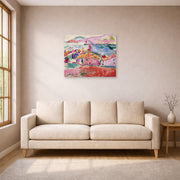 Unframed poster print of Henri Matisse's View of Collioure displayed in a living room, view 1