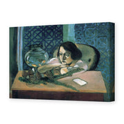 Henri Matisse's Woman Before a Fish Bow painting reproduced as a gallery-wrapped canvas print