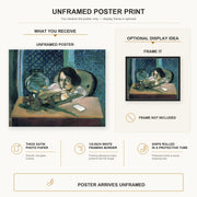 Henri Matisse - Woman Before a Fish Bow poster print size comparison display infographic
