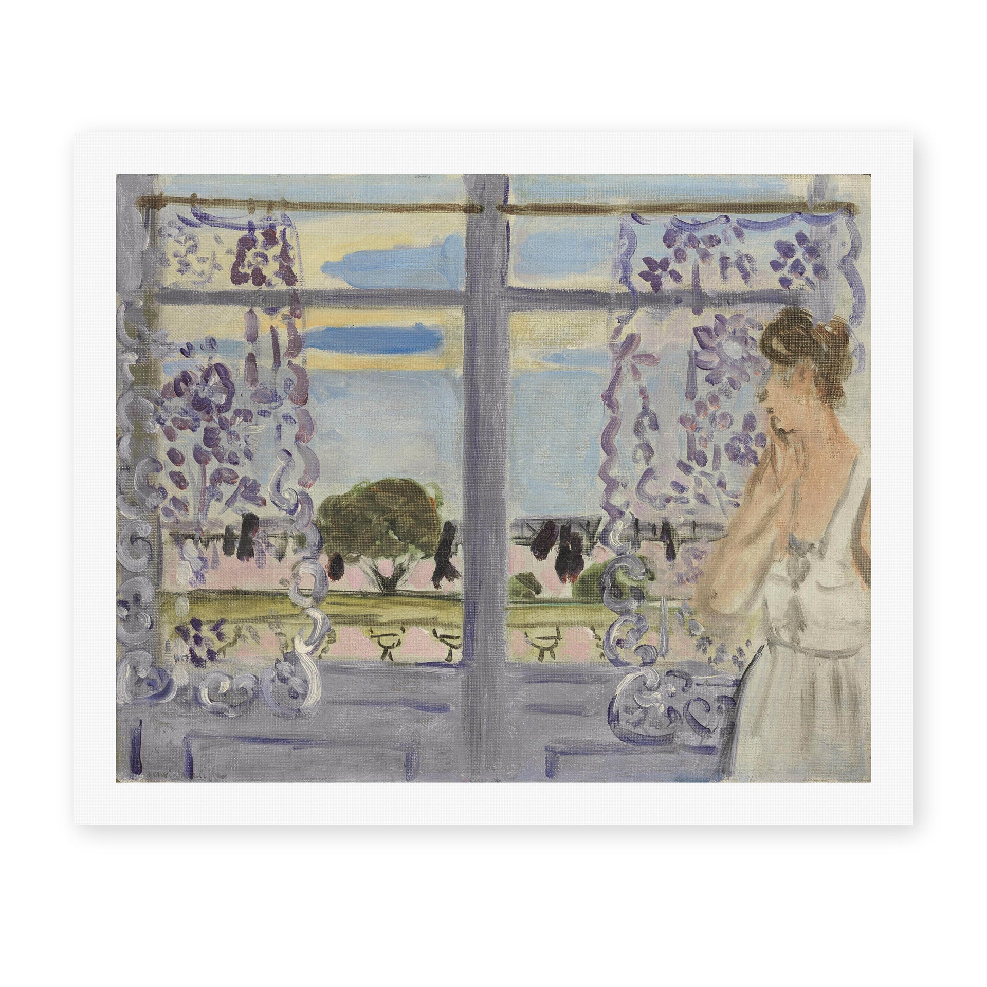 Henri Matisse's Woman Near the Window painting reproduced as a rolled canvas print